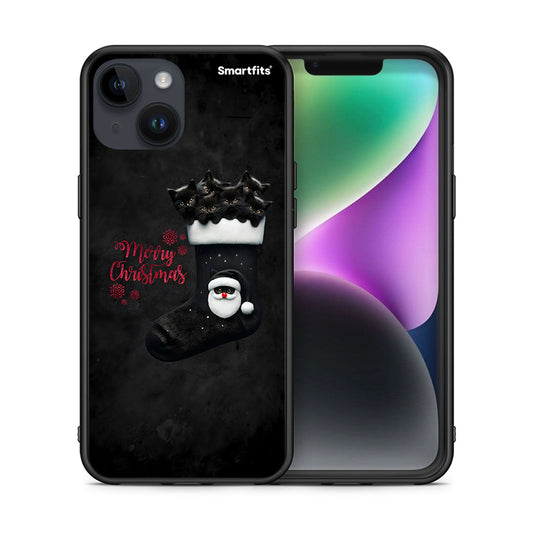 Θήκη iPhone 15 Merry Cat Christmas από τη Smartfits με σχέδιο στο πίσω μέρος και μαύρο περίβλημα | iPhone 15 Merry Cat Christmas case with colorful back and black bezels