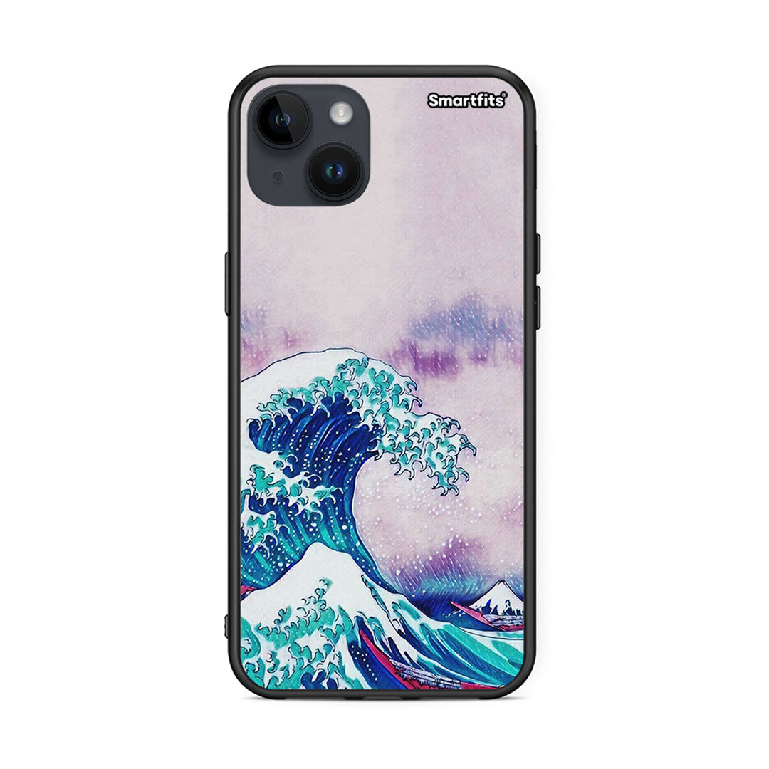 iPhone 14 Plus Blue Waves θήκη από τη Smartfits με σχέδιο στο πίσω μέρος και μαύρο περίβλημα | Smartphone case with colorful back and black bezels by Smartfits