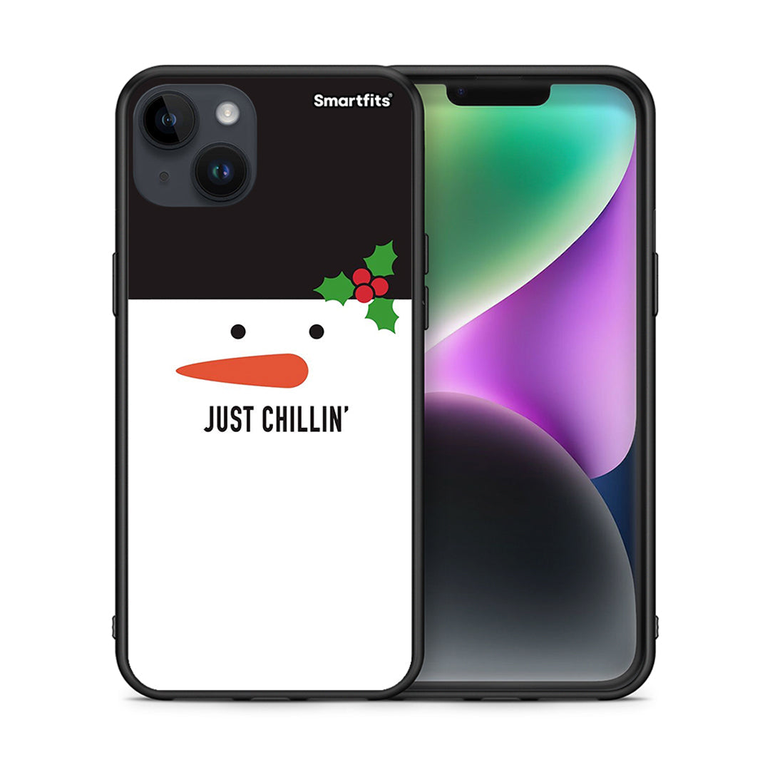 Θήκη iPhone 14 Plus Christmas Chillin από τη Smartfits με σχέδιο στο πίσω μέρος και μαύρο περίβλημα | iPhone 14 Plus Christmas Chillin case with colorful back and black bezels