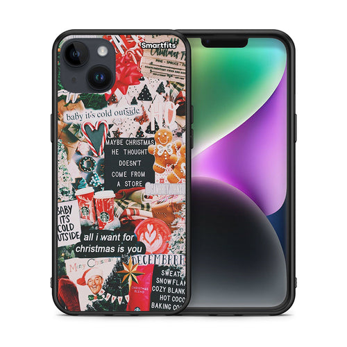 Θήκη iPhone 14 Plus Christmas Happiness από τη Smartfits με σχέδιο στο πίσω μέρος και μαύρο περίβλημα | iPhone 14 Plus Christmas Happiness case with colorful back and black bezels