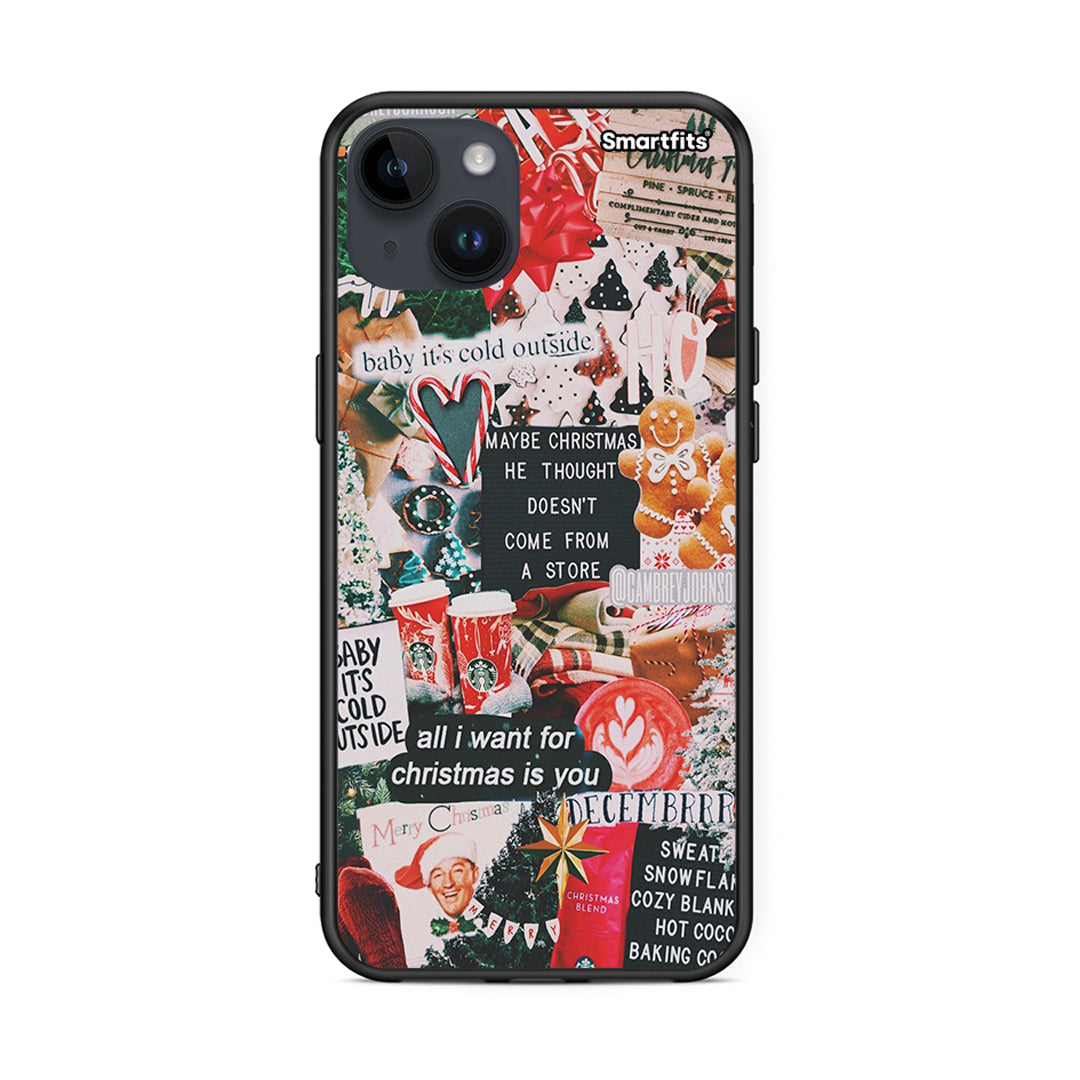 iPhone 14 Plus Christmas Happiness θήκη από τη Smartfits με σχέδιο στο πίσω μέρος και μαύρο περίβλημα | Smartphone case with colorful back and black bezels by Smartfits