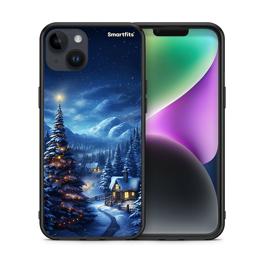 Θήκη iPhone 14 Plus Christmas Scenery από τη Smartfits με σχέδιο στο πίσω μέρος και μαύρο περίβλημα | iPhone 14 Plus Christmas Scenery case with colorful back and black bezels