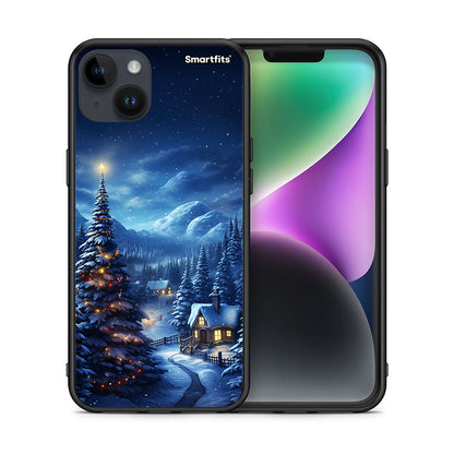 Θήκη iPhone 14 Plus Christmas Scenery από τη Smartfits με σχέδιο στο πίσω μέρος και μαύρο περίβλημα | iPhone 14 Plus Christmas Scenery case with colorful back and black bezels