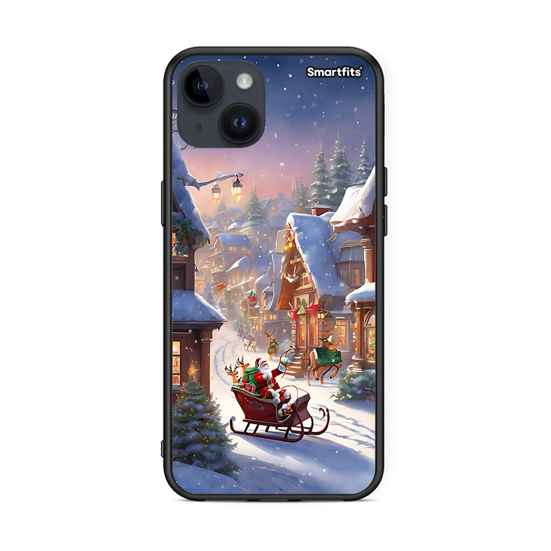 iPhone 14 Plus Christmas Snow θήκη από τη Smartfits με σχέδιο στο πίσω μέρος και μαύρο περίβλημα | Smartphone case with colorful back and black bezels by Smartfits