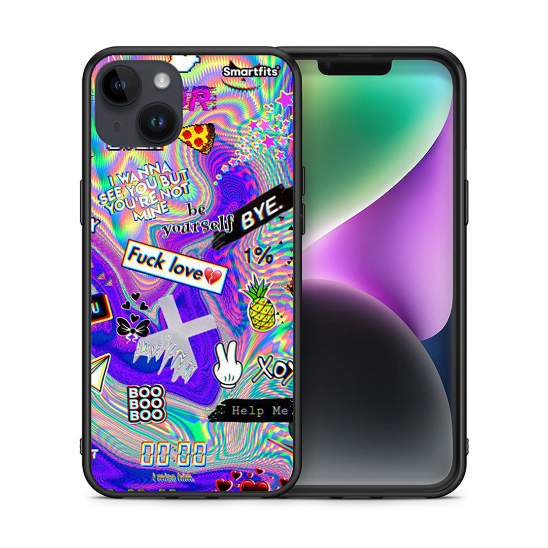 Θήκη iPhone 15 Plus Game Over από τη Smartfits με σχέδιο στο πίσω μέρος και μαύρο περίβλημα | iPhone 15 Plus Game Over case with colorful back and black bezels