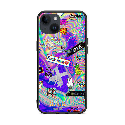 iPhone 15 Plus Game Over θήκη από τη Smartfits με σχέδιο στο πίσω μέρος και μαύρο περίβλημα | Smartphone case with colorful back and black bezels by Smartfits