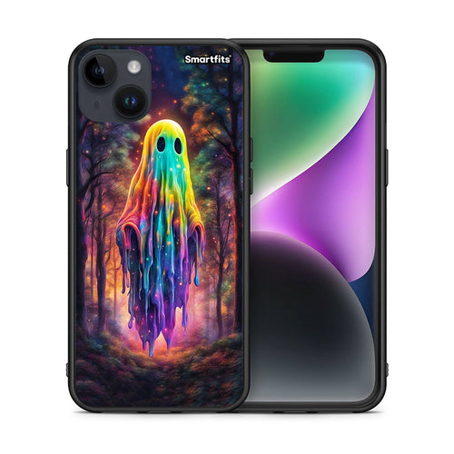 Θήκη iPhone 15 Plus Halloween Ghost από τη Smartfits με σχέδιο στο πίσω μέρος και μαύρο περίβλημα | iPhone 15 Plus Halloween Ghost case with colorful back and black bezels