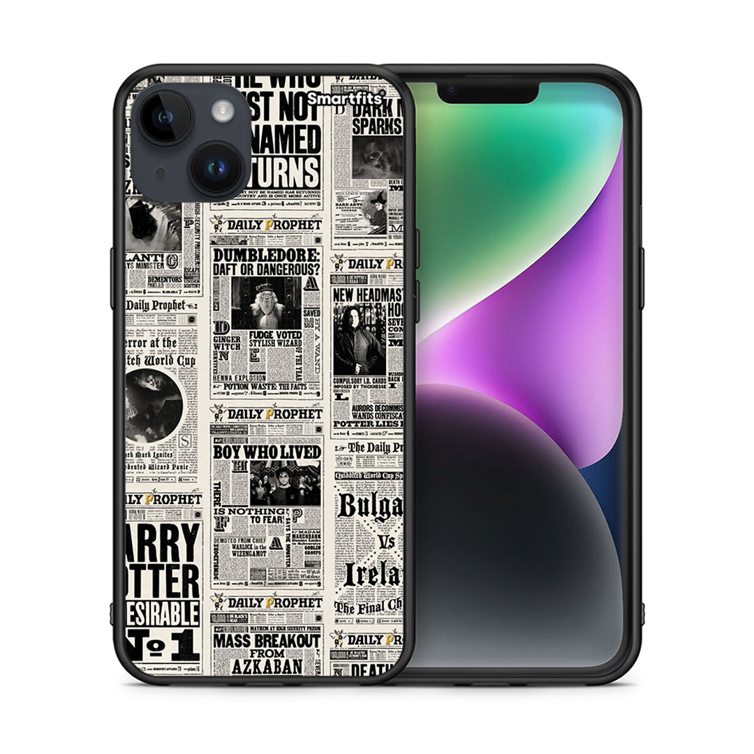 Θήκη iPhone 15 Plus Harry Paper από τη Smartfits με σχέδιο στο πίσω μέρος και μαύρο περίβλημα | iPhone 15 Plus Harry Paper case with colorful back and black bezels