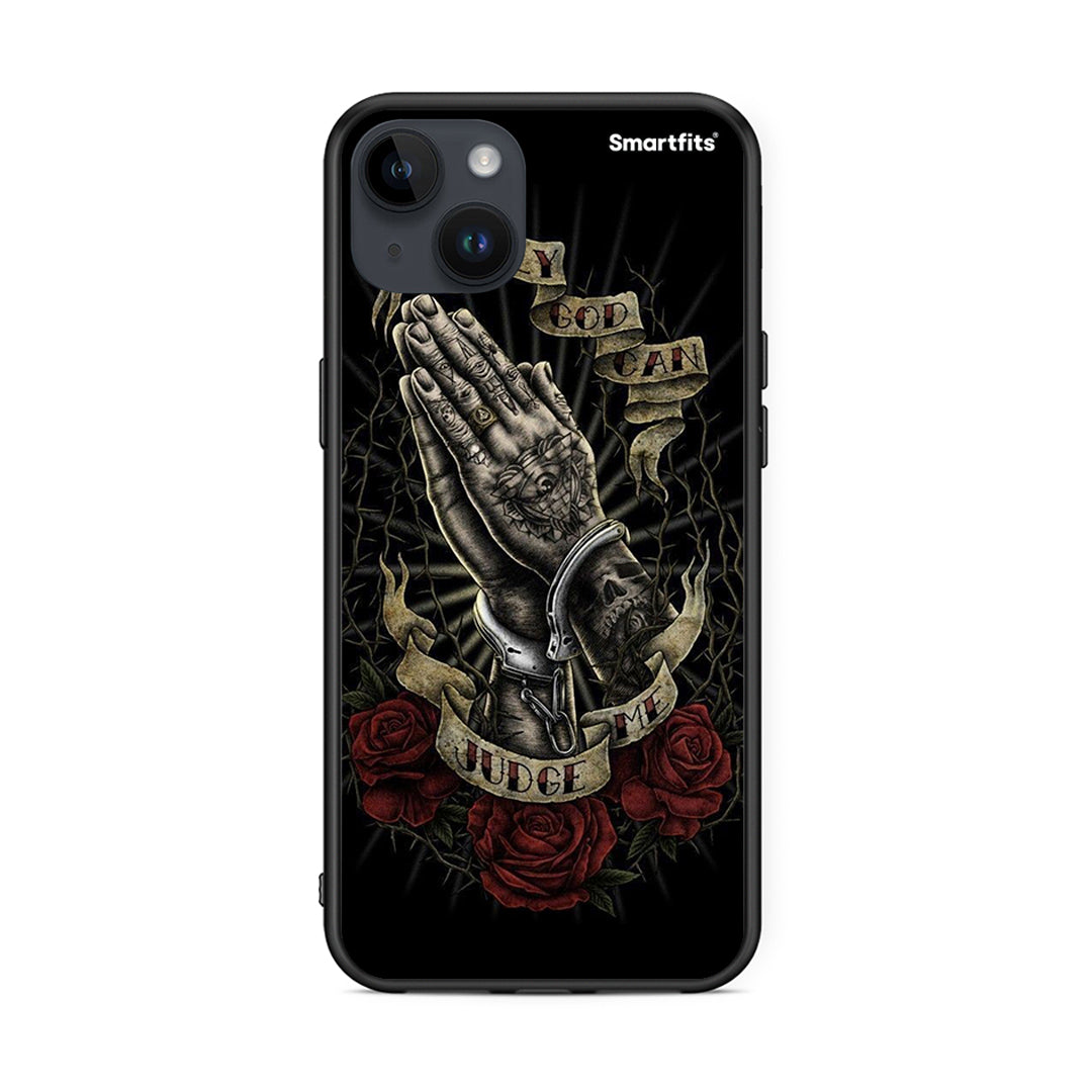 iPhone 15 Plus Judge By God θήκη από τη Smartfits με σχέδιο στο πίσω μέρος και μαύρο περίβλημα | Smartphone case with colorful back and black bezels by Smartfits