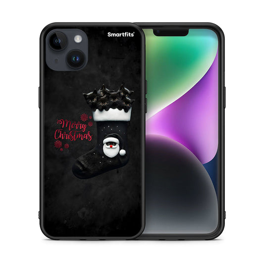 Θήκη iPhone 14 Plus Merry Cat Christmas από τη Smartfits με σχέδιο στο πίσω μέρος και μαύρο περίβλημα | iPhone 14 Plus Merry Cat Christmas case with colorful back and black bezels