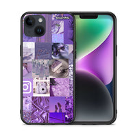 Thumbnail for Θήκη iPhone 14 Plus Purple Aesthetic Collage από τη Smartfits με σχέδιο στο πίσω μέρος και μαύρο περίβλημα | iPhone 14 Plus Purple Aesthetic Collage case with colorful back and black bezels