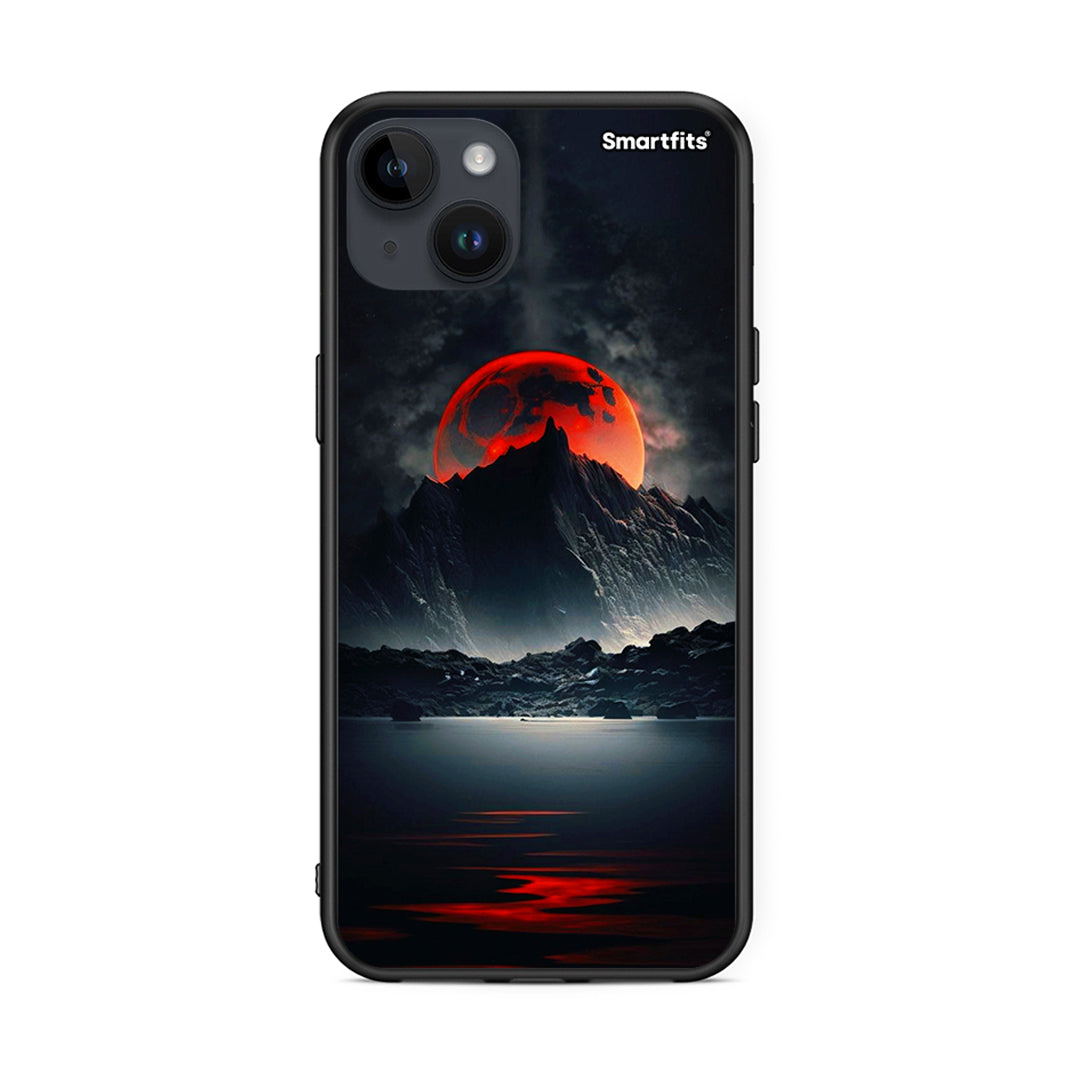 iPhone 15 Plus Red Full Moon θήκη από τη Smartfits με σχέδιο στο πίσω μέρος και μαύρο περίβλημα | Smartphone case with colorful back and black bezels by Smartfits