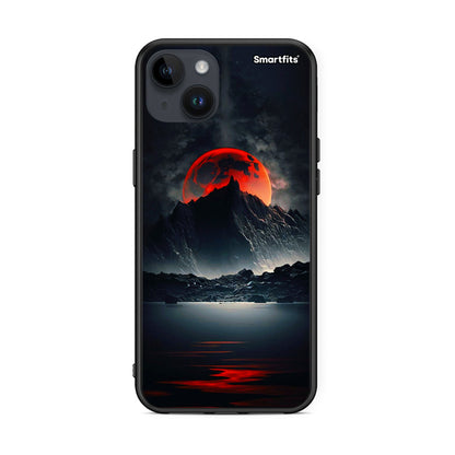 iPhone 15 Plus Red Full Moon θήκη από τη Smartfits με σχέδιο στο πίσω μέρος και μαύρο περίβλημα | Smartphone case with colorful back and black bezels by Smartfits