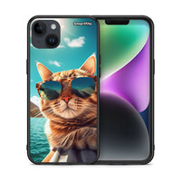 Thumbnail for Θήκη iPhone 15 Plus Summer Cat από τη Smartfits με σχέδιο στο πίσω μέρος και μαύρο περίβλημα | iPhone 15 Plus Summer Cat case with colorful back and black bezels