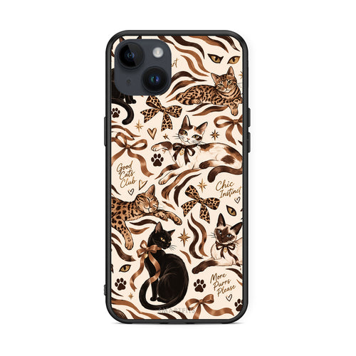 Θήκη iPhone 14 Plus Wild Cats and Animal Print Collage από τη Smartfits με σχέδιο στο πίσω μέρος και μαύρο περίβλημα | iPhone 14 Plus Wild Cats and Animal Print Collage case with colorful back and black bezels