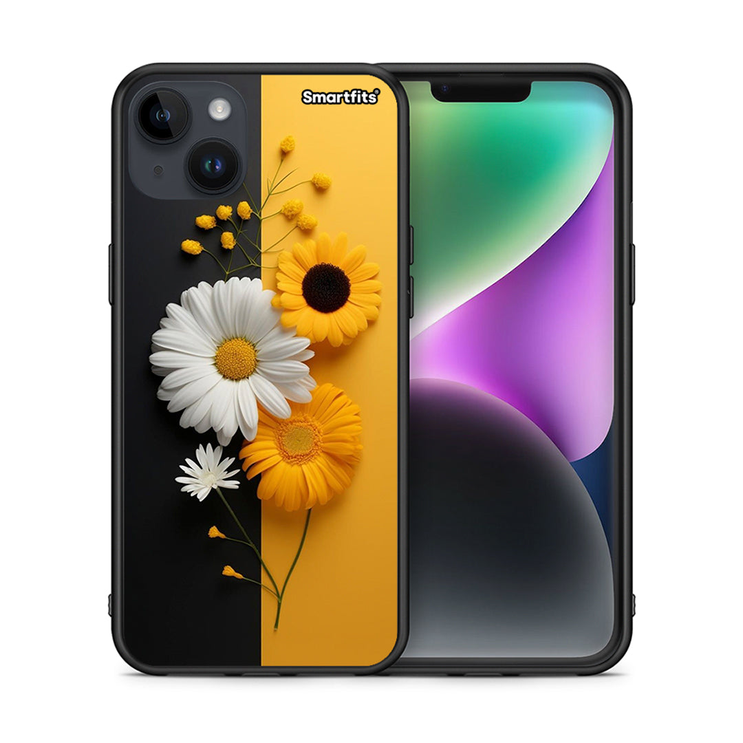 Θήκη iPhone 15 Plus Yellow Daisies από τη Smartfits με σχέδιο στο πίσω μέρος και μαύρο περίβλημα | iPhone 15 Plus Yellow Daisies case with colorful back and black bezels