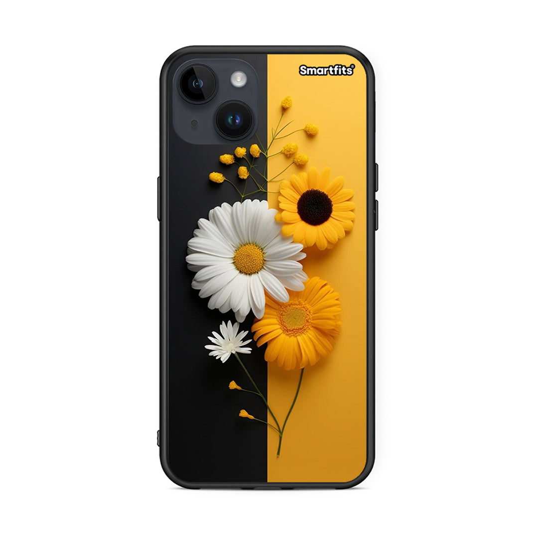 iPhone 14 Plus Yellow Daisies θήκη από τη Smartfits με σχέδιο στο πίσω μέρος και μαύρο περίβλημα | Smartphone case with colorful back and black bezels by Smartfits