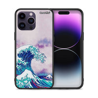 Thumbnail for Θήκη iPhone 15 Pro Blue Waves από τη Smartfits με σχέδιο στο πίσω μέρος και μαύρο περίβλημα | iPhone 15 Pro Blue Waves case with colorful back and black bezels