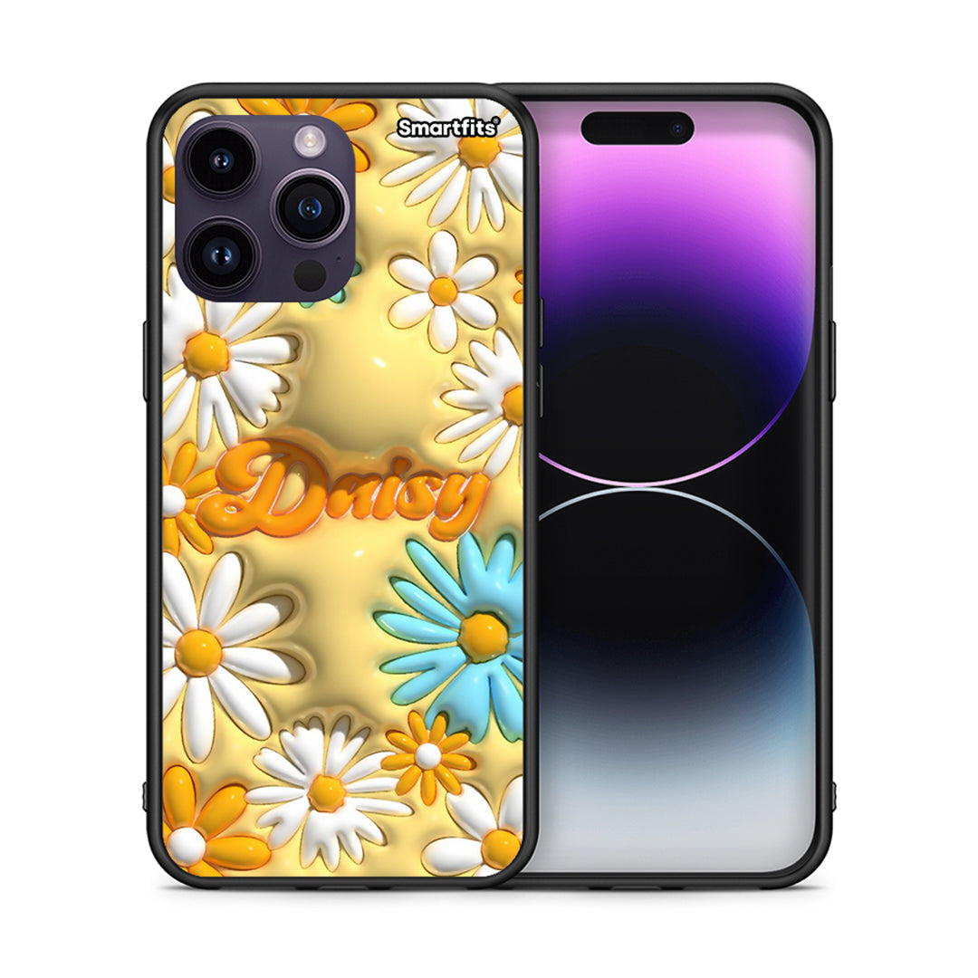 Θήκη iPhone 14 Pro Bubble Daisies από τη Smartfits με σχέδιο στο πίσω μέρος και μαύρο περίβλημα | iPhone 14 Pro Bubble Daisies case with colorful back and black bezels