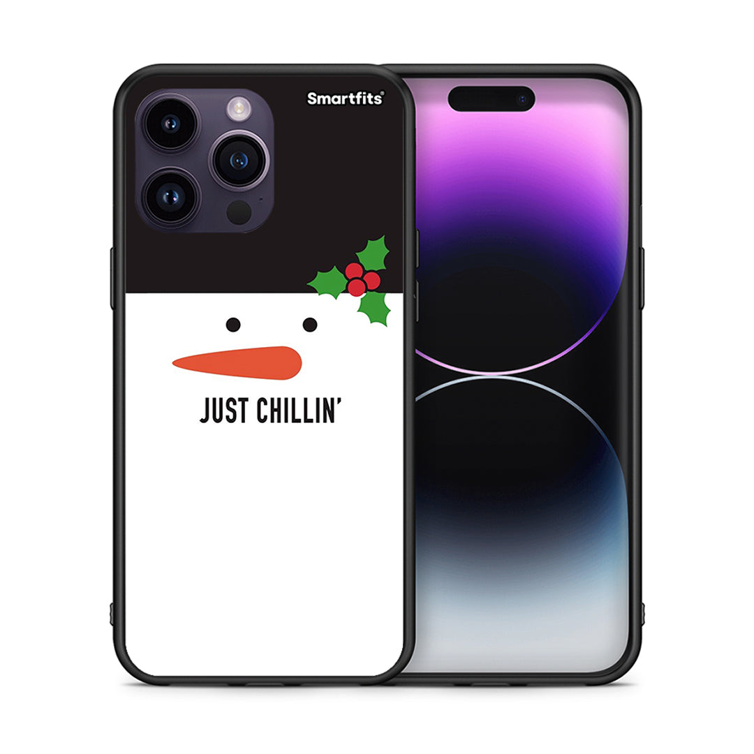 Θήκη iPhone 14 Pro Christmas Chillin από τη Smartfits με σχέδιο στο πίσω μέρος και μαύρο περίβλημα | iPhone 14 Pro Christmas Chillin case with colorful back and black bezels