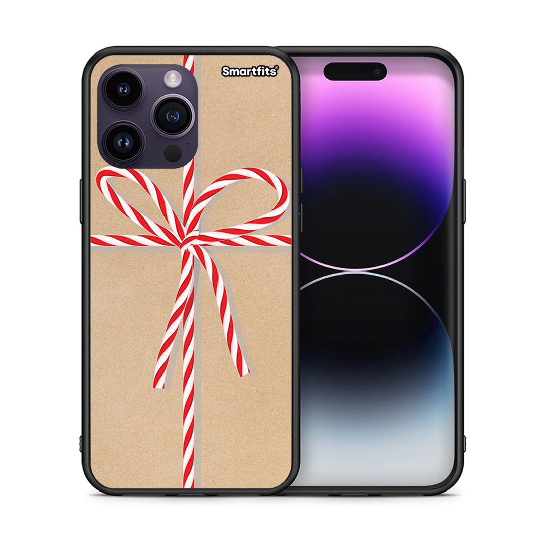 Θήκη iPhone 14 Pro Christmas Gift από τη Smartfits με σχέδιο στο πίσω μέρος και μαύρο περίβλημα | iPhone 14 Pro Christmas Gift case with colorful back and black bezels