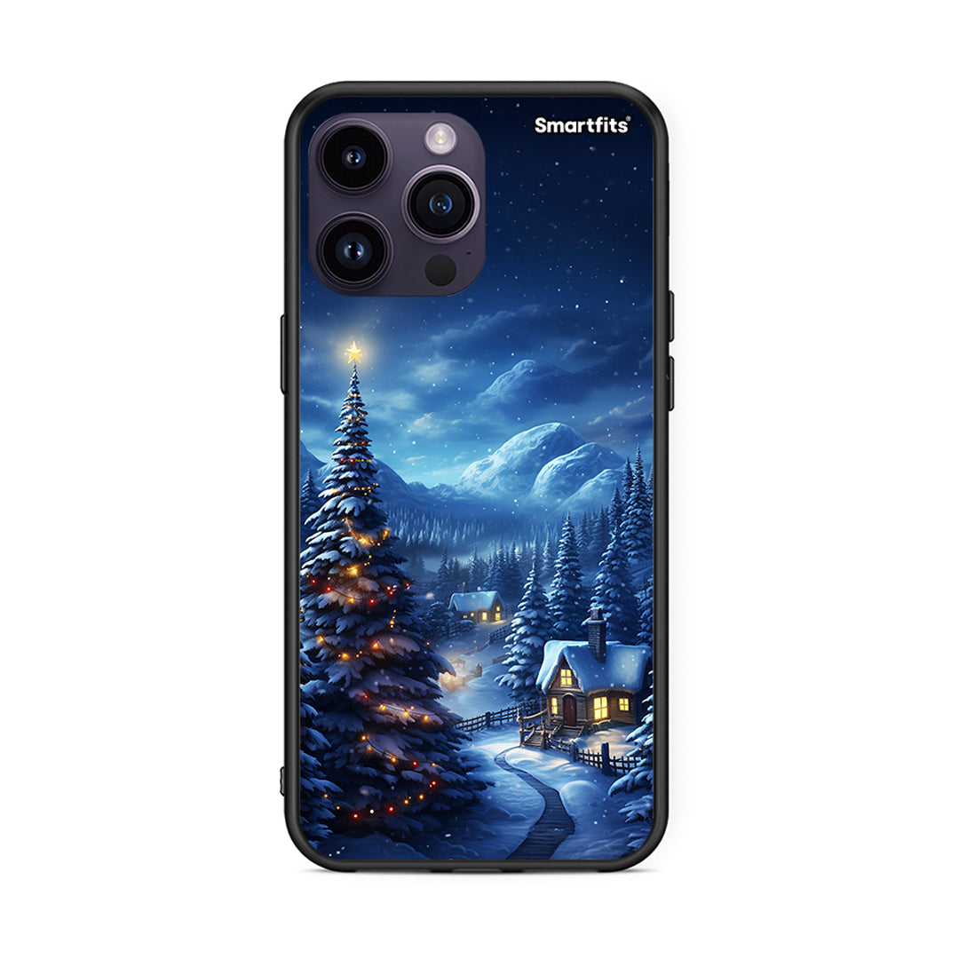 iPhone 14 Pro Christmas Scenery θήκη από τη Smartfits με σχέδιο στο πίσω μέρος και μαύρο περίβλημα | Smartphone case with colorful back and black bezels by Smartfits