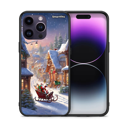 Θήκη iPhone 15 Pro Christmas Snow από τη Smartfits με σχέδιο στο πίσω μέρος και μαύρο περίβλημα | iPhone 15 Pro Christmas Snow case with colorful back and black bezels