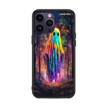 iPhone 15 Pro Halloween Ghost θήκη από τη Smartfits με σχέδιο στο πίσω μέρος και μαύρο περίβλημα | Smartphone case with colorful back and black bezels by Smartfits