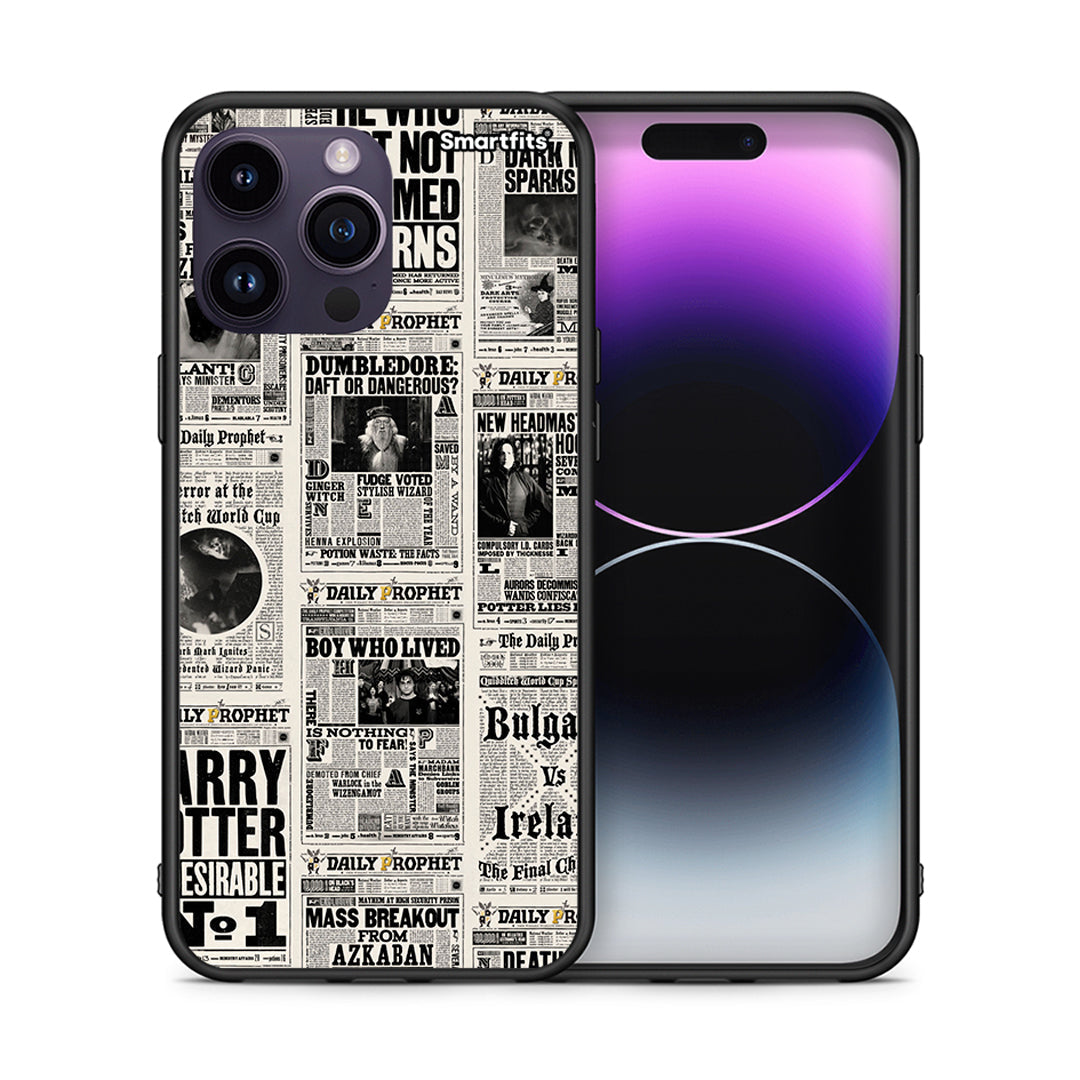 Θήκη iPhone 14 Pro Harry Paper από τη Smartfits με σχέδιο στο πίσω μέρος και μαύρο περίβλημα | iPhone 14 Pro Harry Paper case with colorful back and black bezels