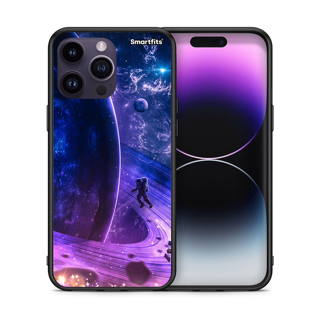 Θήκη iPhone 14 Pro Lost Astronaut από τη Smartfits με σχέδιο στο πίσω μέρος και μαύρο περίβλημα | iPhone 14 Pro Lost Astronaut case with colorful back and black bezels