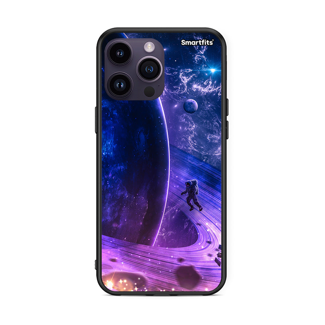 iPhone 15 Pro Lost Astronaut θήκη από τη Smartfits με σχέδιο στο πίσω μέρος και μαύρο περίβλημα | Smartphone case with colorful back and black bezels by Smartfits