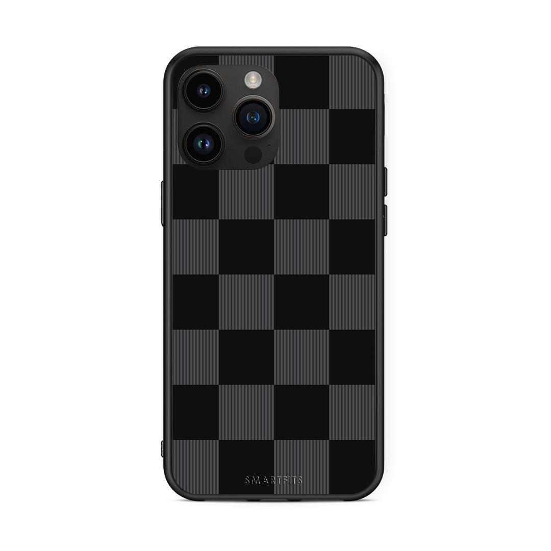 Θήκη iPhone 15 Pro Max Black and Charcoal Striped Checks από τη Smartfits με σχέδιο στο πίσω μέρος και μαύρο περίβλημα | iPhone 15 Pro Max Black and Charcoal Striped Checks case with colorful back and black bezels