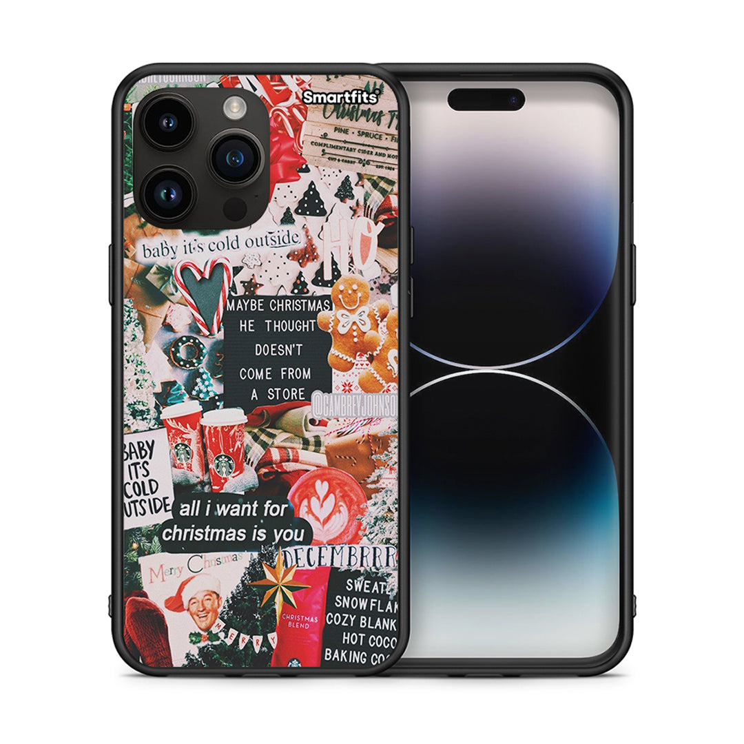Θήκη iPhone 15 Pro Max Christmas Happiness από τη Smartfits με σχέδιο στο πίσω μέρος και μαύρο περίβλημα | iPhone 15 Pro Max Christmas Happiness case with colorful back and black bezels