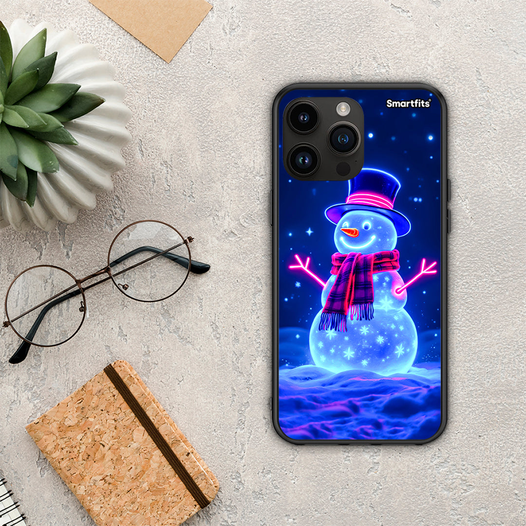 Christmas Neon Snowman - iPhone 15 Pro Max θήκη