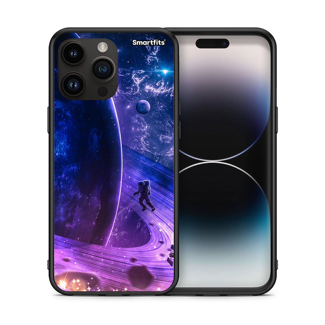 Θήκη iPhone 15 Pro Max Lost Astronaut από τη Smartfits με σχέδιο στο πίσω μέρος και μαύρο περίβλημα | iPhone 15 Pro Max Lost Astronaut case with colorful back and black bezels