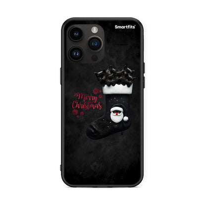 iPhone 14 Pro Max Merry Cat Christmas θήκη από τη Smartfits με σχέδιο στο πίσω μέρος και μαύρο περίβλημα | Smartphone case with colorful back and black bezels by Smartfits