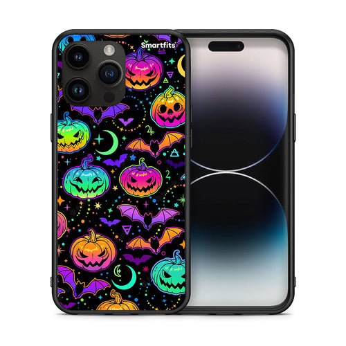 Θήκη iPhone 14 Pro Max Neon Halloween από τη Smartfits με σχέδιο στο πίσω μέρος και μαύρο περίβλημα | iPhone 14 Pro Max Neon Halloween case with colorful back and black bezels