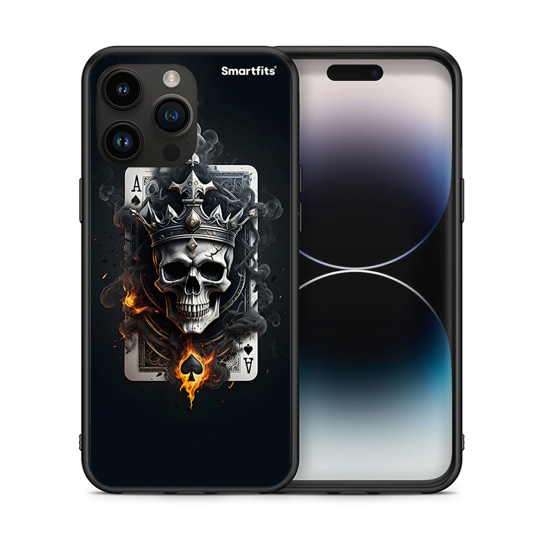 Θήκη iPhone 15 Pro Max Skull King Ace από τη Smartfits με σχέδιο στο πίσω μέρος και μαύρο περίβλημα | iPhone 15 Pro Max Skull King Ace case with colorful back and black bezels