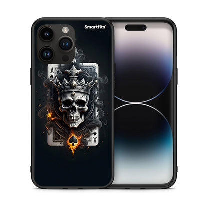 Θήκη iPhone 15 Pro Max Skull King Ace από τη Smartfits με σχέδιο στο πίσω μέρος και μαύρο περίβλημα | iPhone 15 Pro Max Skull King Ace case with colorful back and black bezels
