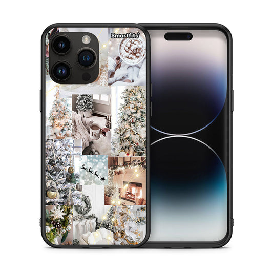 Θήκη iPhone 15 Pro Max White Christmas από τη Smartfits με σχέδιο στο πίσω μέρος και μαύρο περίβλημα | iPhone 15 Pro Max White Christmas case with colorful back and black bezels
