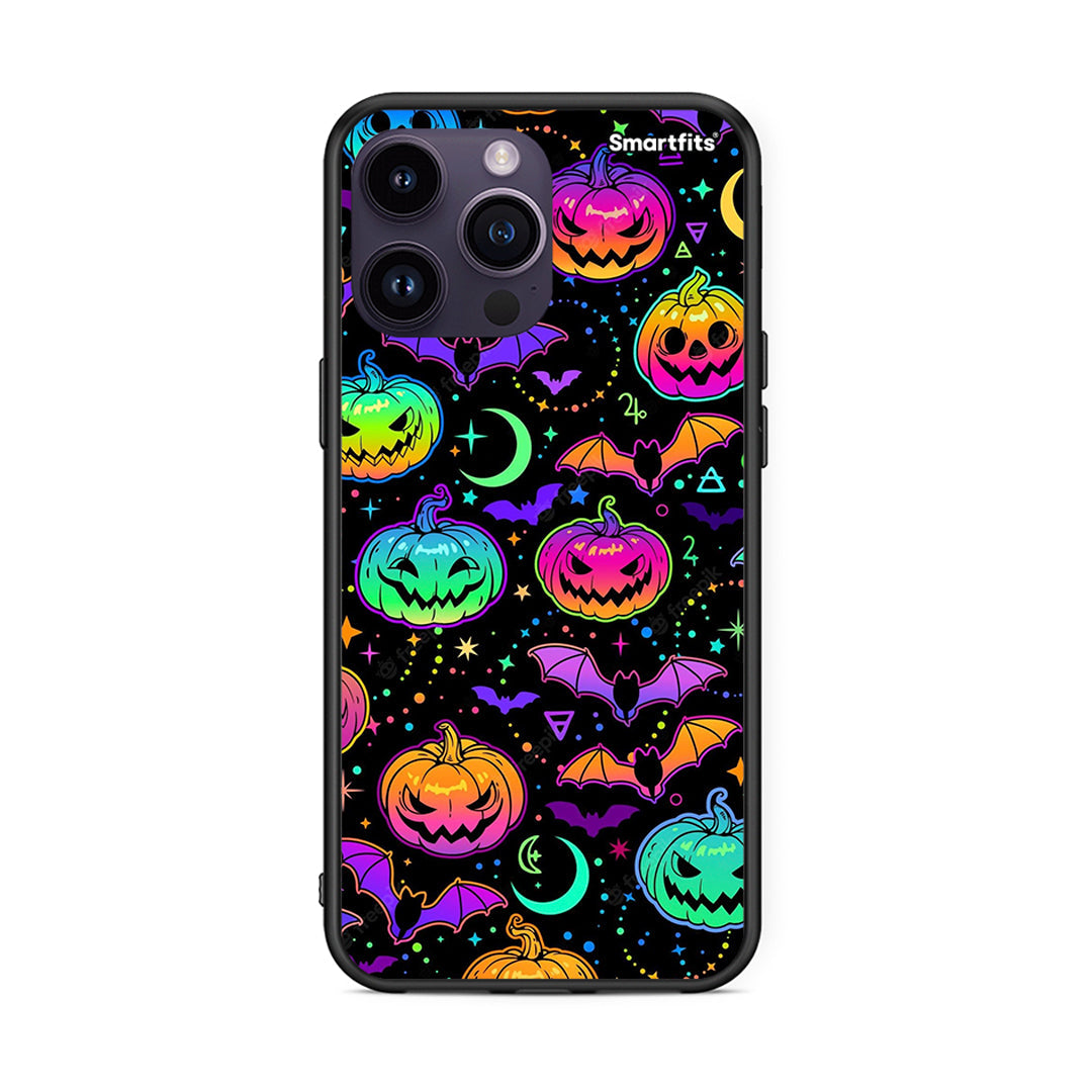 iPhone 15 Pro Neon Halloween θήκη από τη Smartfits με σχέδιο στο πίσω μέρος και μαύρο περίβλημα | Smartphone case with colorful back and black bezels by Smartfits