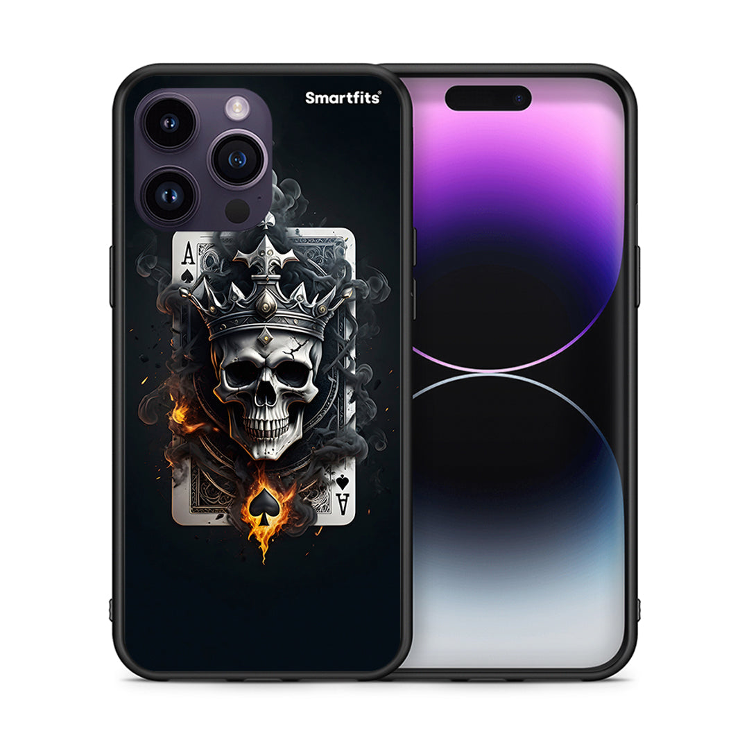 Θήκη iPhone 15 Pro Skull King Ace από τη Smartfits με σχέδιο στο πίσω μέρος και μαύρο περίβλημα | iPhone 15 Pro Skull King Ace case with colorful back and black bezels