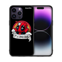 Thumbnail for Θήκη iPhone 15 Pro Unicorn Deadpool από τη Smartfits με σχέδιο στο πίσω μέρος και μαύρο περίβλημα | iPhone 15 Pro Unicorn Deadpool case with colorful back and black bezels