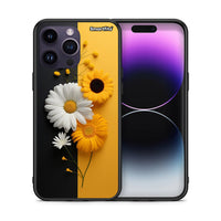 Thumbnail for Θήκη iPhone 14 Pro Yellow Daisies από τη Smartfits με σχέδιο στο πίσω μέρος και μαύρο περίβλημα | iPhone 14 Pro Yellow Daisies case with colorful back and black bezels