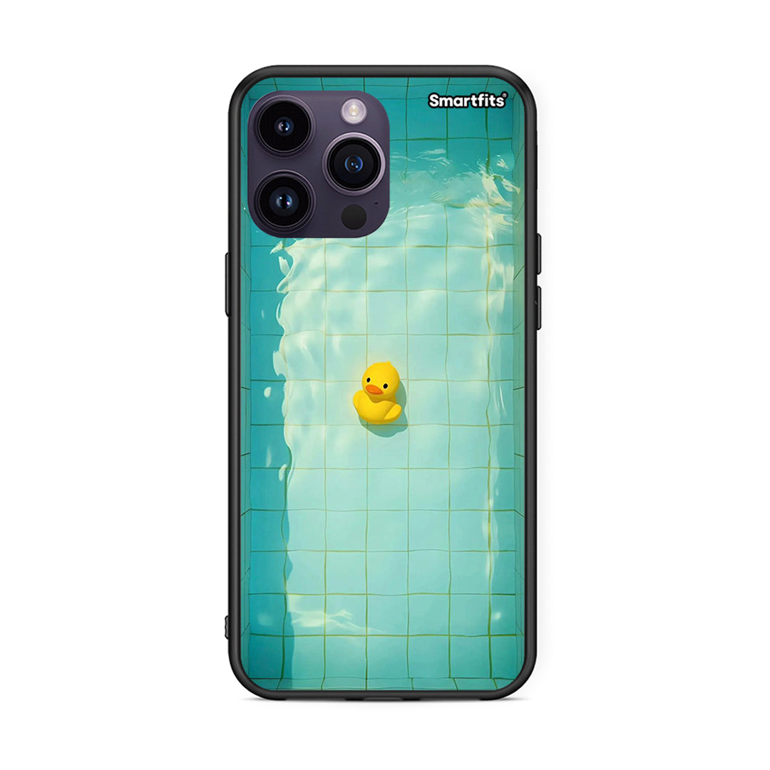 iPhone 14 Pro Yellow Duck θήκη από τη Smartfits με σχέδιο στο πίσω μέρος και μαύρο περίβλημα | Smartphone case with colorful back and black bezels by Smartfits