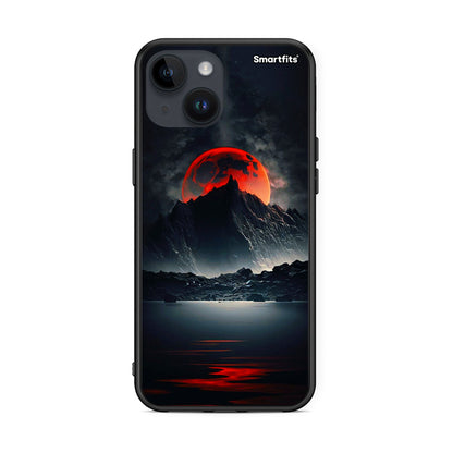 iPhone 15 Red Full Moon θήκη από τη Smartfits με σχέδιο στο πίσω μέρος και μαύρο περίβλημα | Smartphone case with colorful back and black bezels by Smartfits