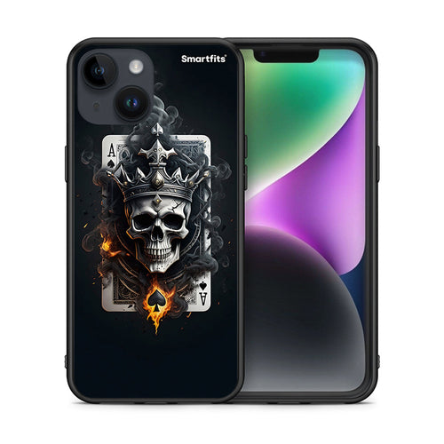 Θήκη iPhone 15 Skull King Ace από τη Smartfits με σχέδιο στο πίσω μέρος και μαύρο περίβλημα | iPhone 15 Skull King Ace case with colorful back and black bezels