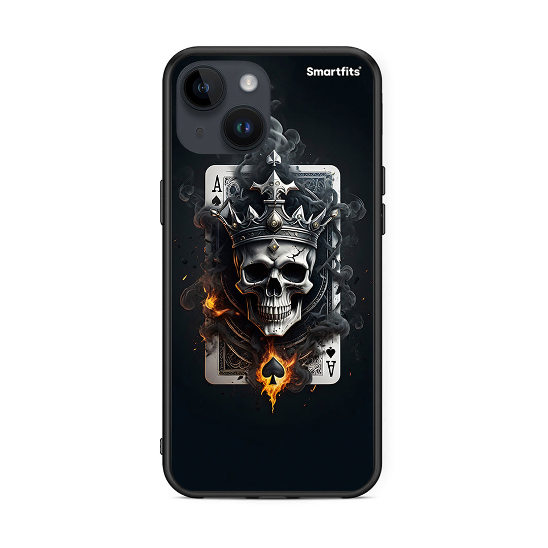 iPhone 14 Skull King Ace θήκη από τη Smartfits με σχέδιο στο πίσω μέρος και μαύρο περίβλημα | Smartphone case with colorful back and black bezels by Smartfits