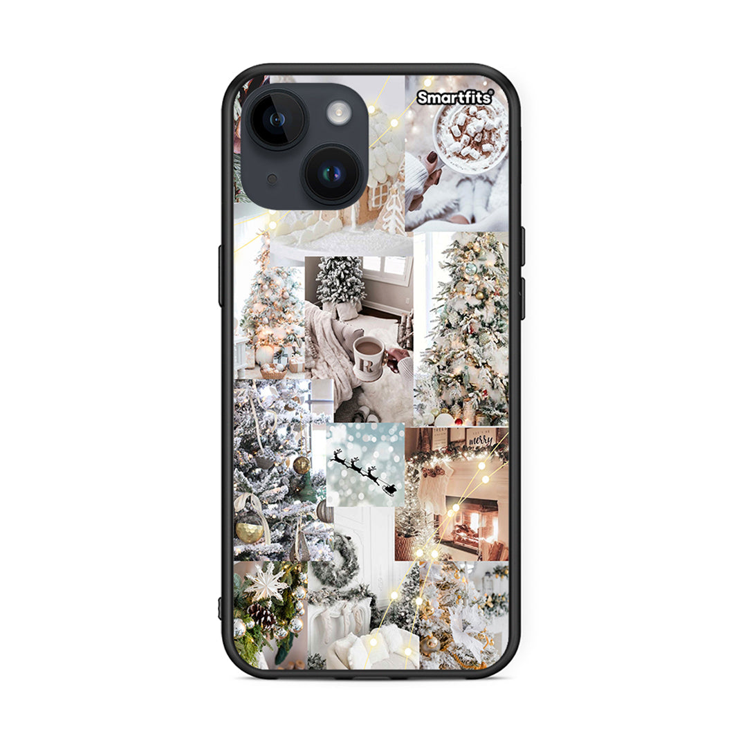 iPhone 15 White Christmas θήκη από τη Smartfits με σχέδιο στο πίσω μέρος και μαύρο περίβλημα | Smartphone case with colorful back and black bezels by Smartfits