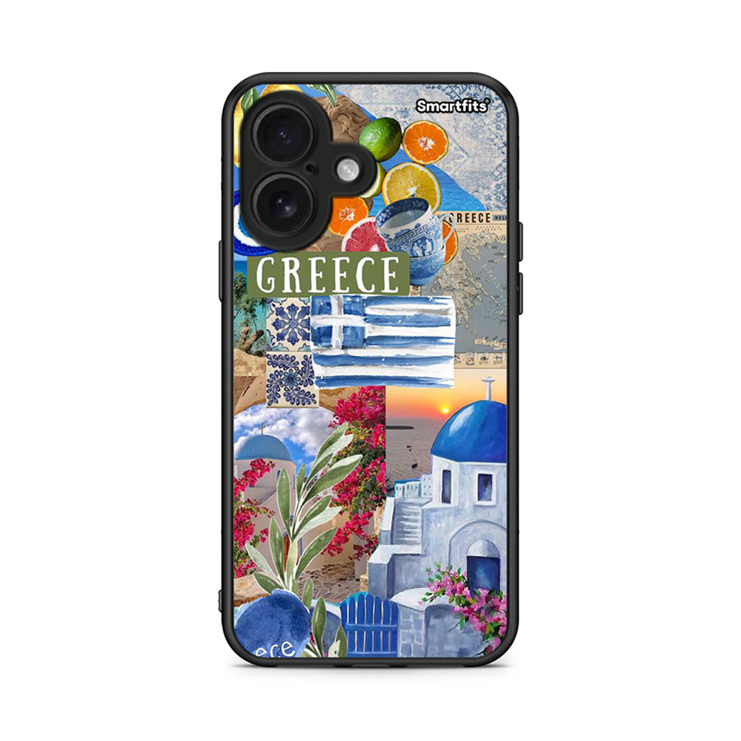 iPhone 16 All Greek Θήκη από τη Smartfits με σχέδιο στο πίσω μέρος και μαύρο περίβλημα | Smartphone case with colorful back and black bezels by Smartfits